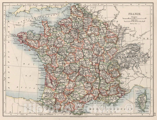 Historic Map : 1906 France : Vintage Wall Art