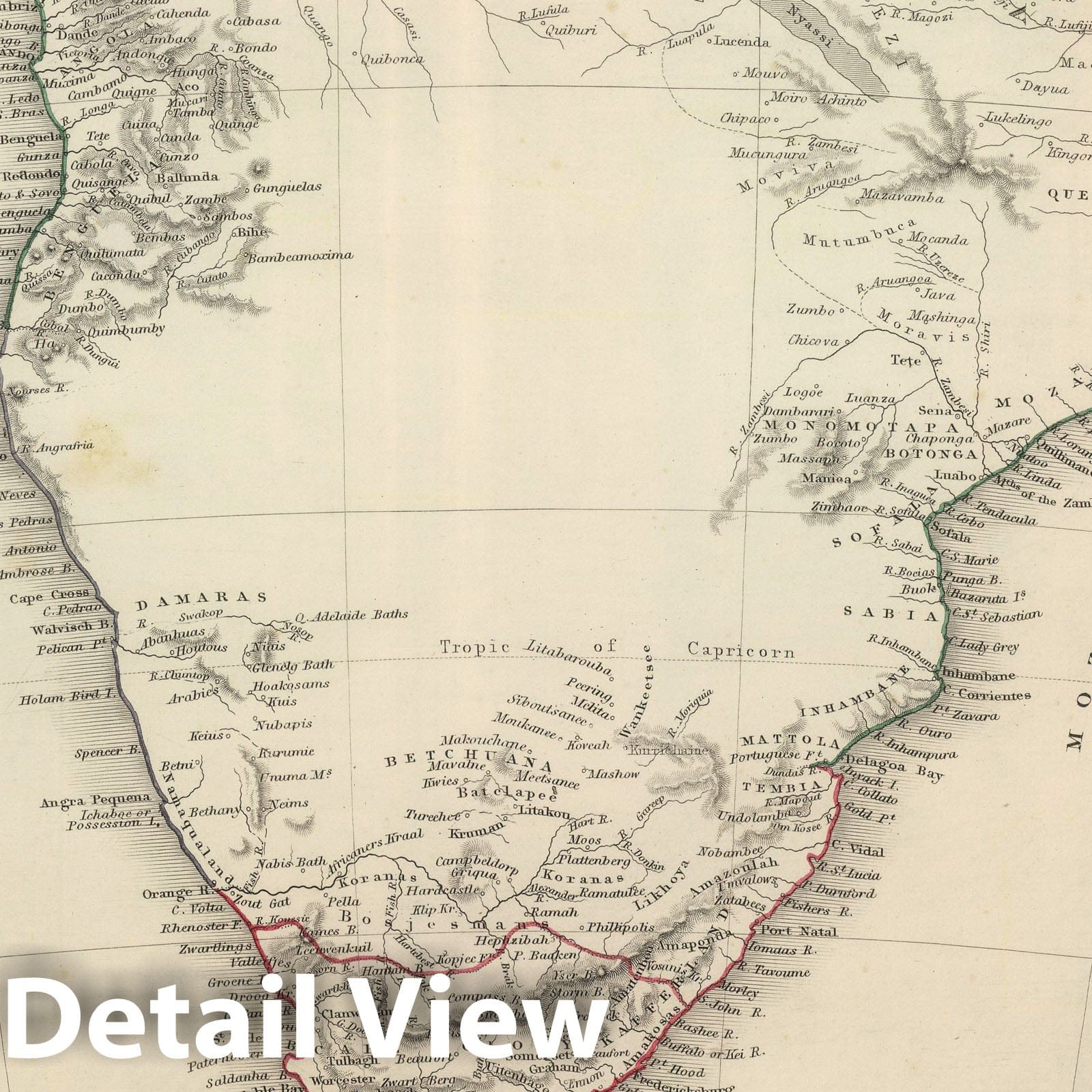 South Africa, 1848 - Historical Map Print from Sharpe's Corresponding Atlas