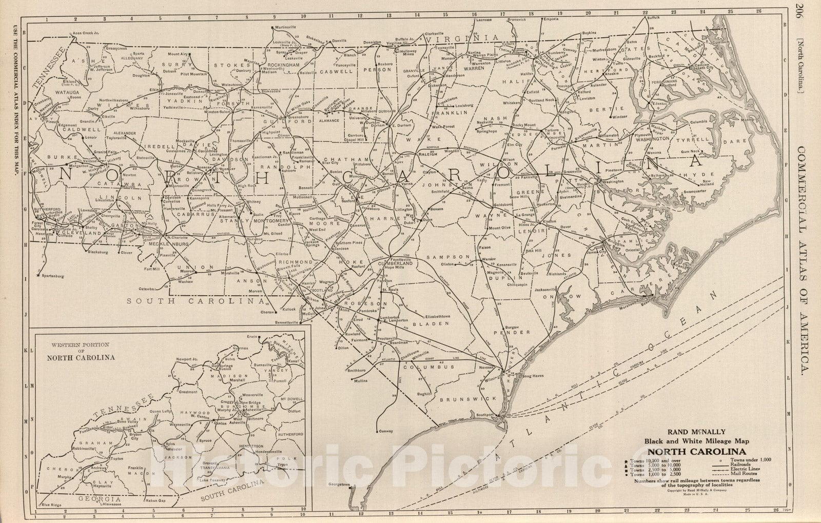 Historic Map : National Atlas - 1924 North Carolina. - Vintage Wall Art