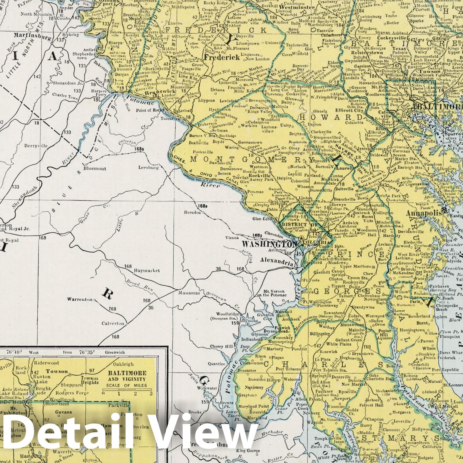 Maryland and Delaware - Physical Map, 1948 - Historical Map Print