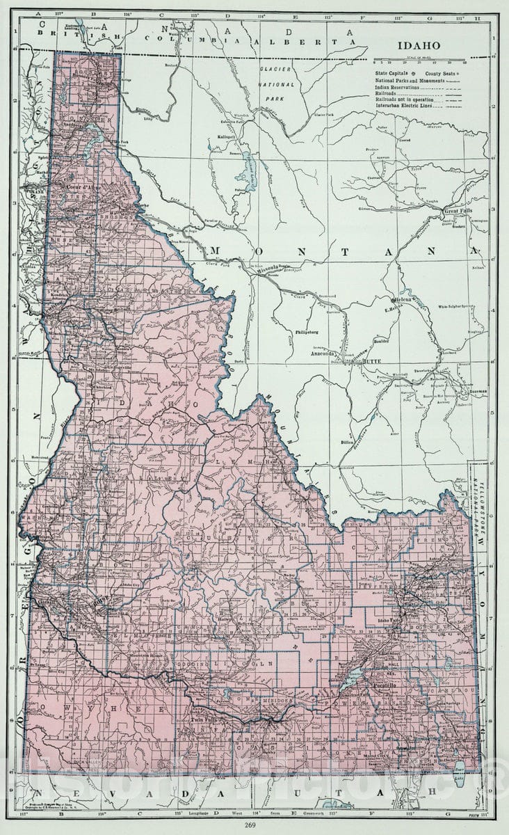 Historic Map : 1948 Idaho. - Vintage Wall Art