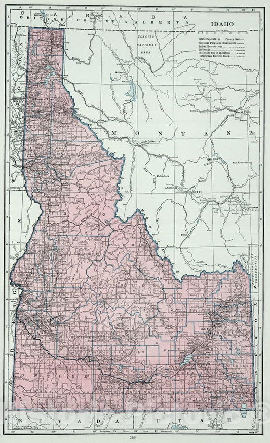 Historic Map : 1948 Idaho. - Vintage Wall Art