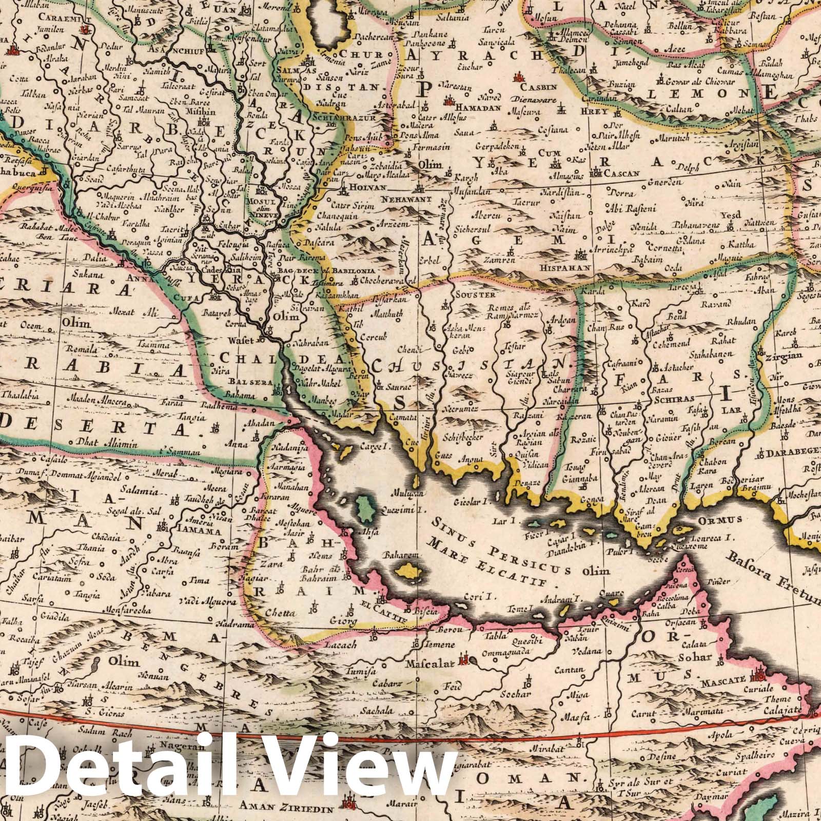 Persia, Armenia, Anatolia, and Arabia, 1682 - Historical Map Print