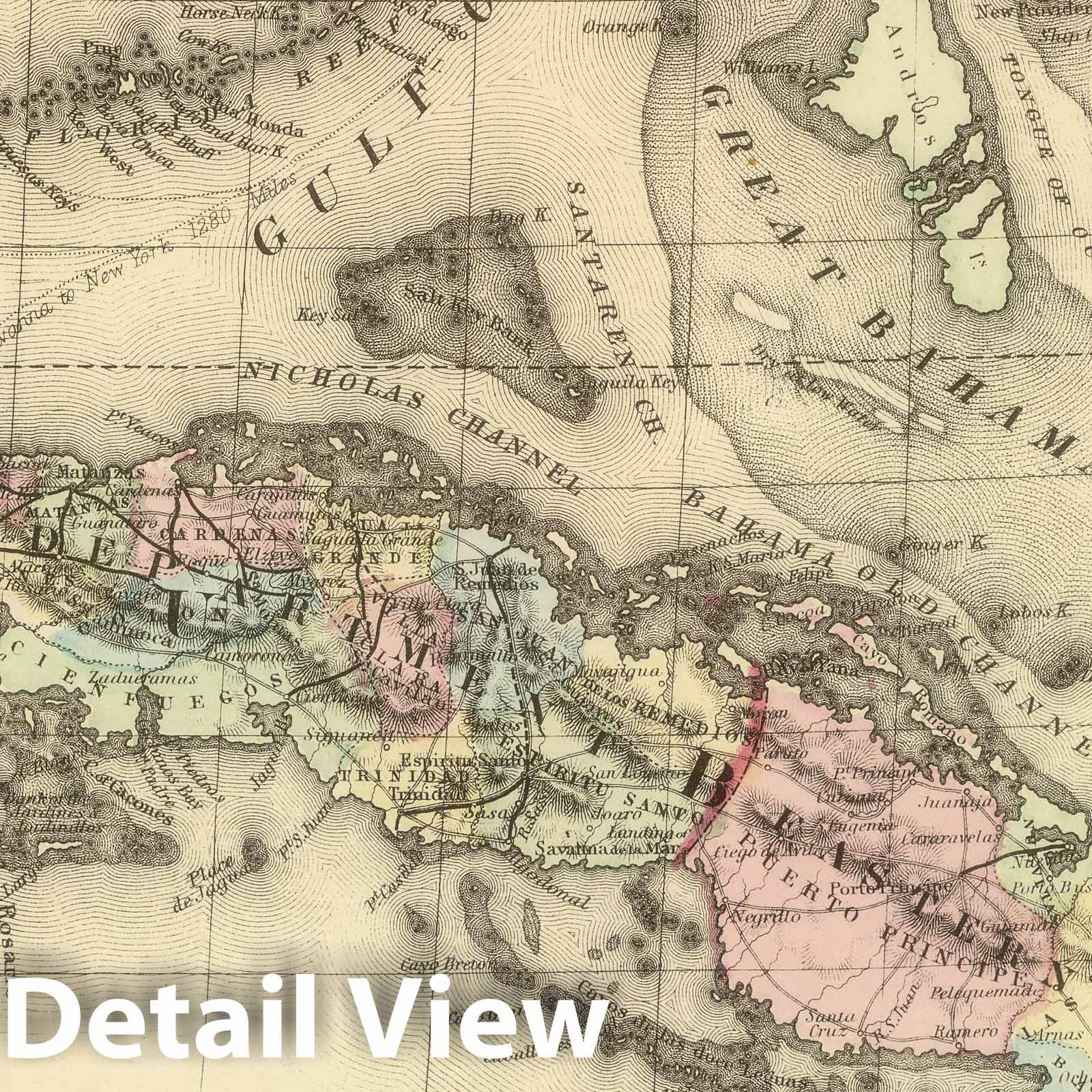 Cuba - Railroad Map, 1884 - Mitchell's New General Atlas