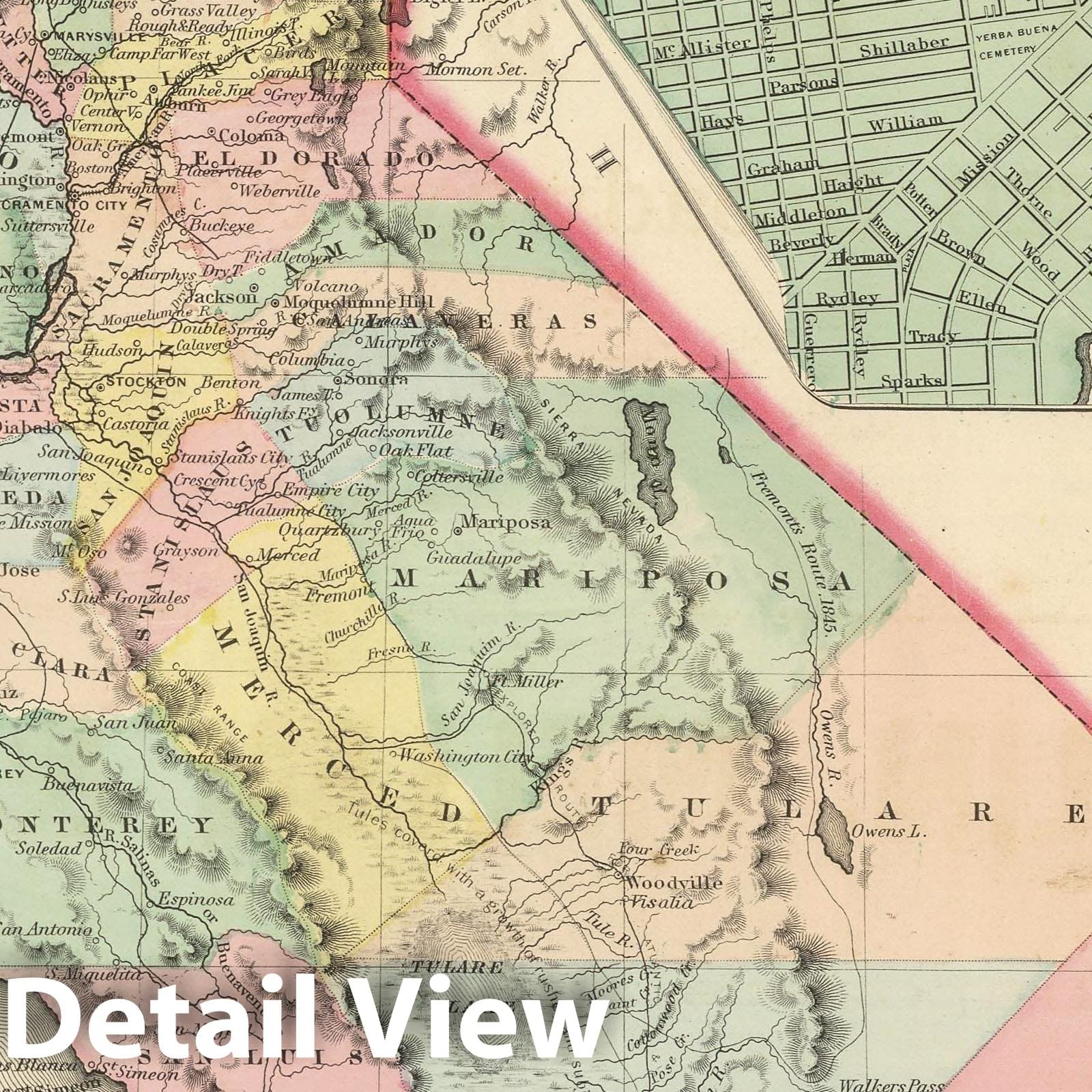 California - Railroad Map, 1857 - Historical Map Print