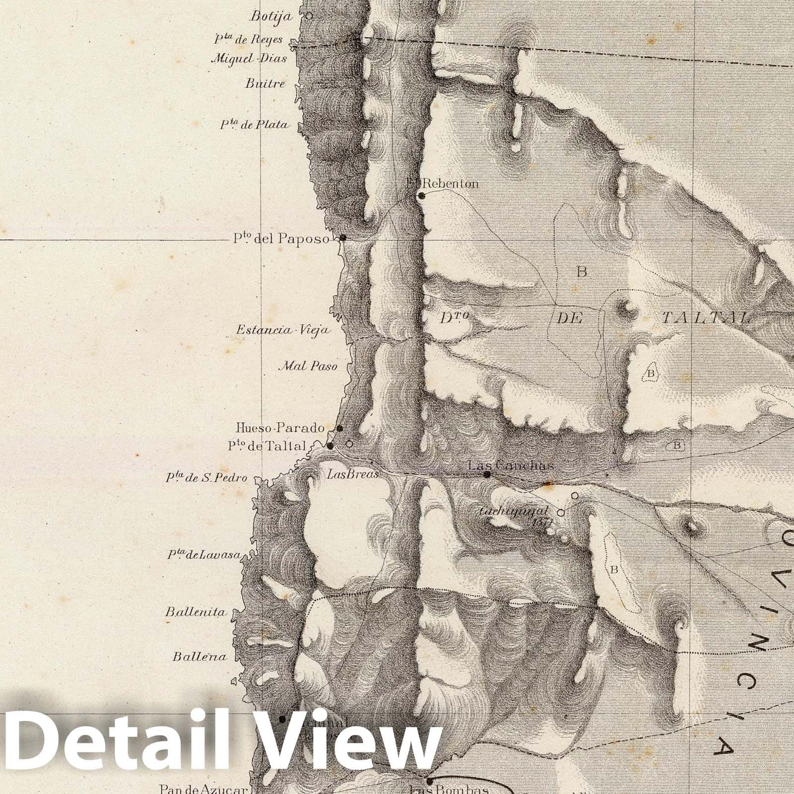 Mapa de la Republica de Chile (1) 1884 - Pissis Historical Map Print