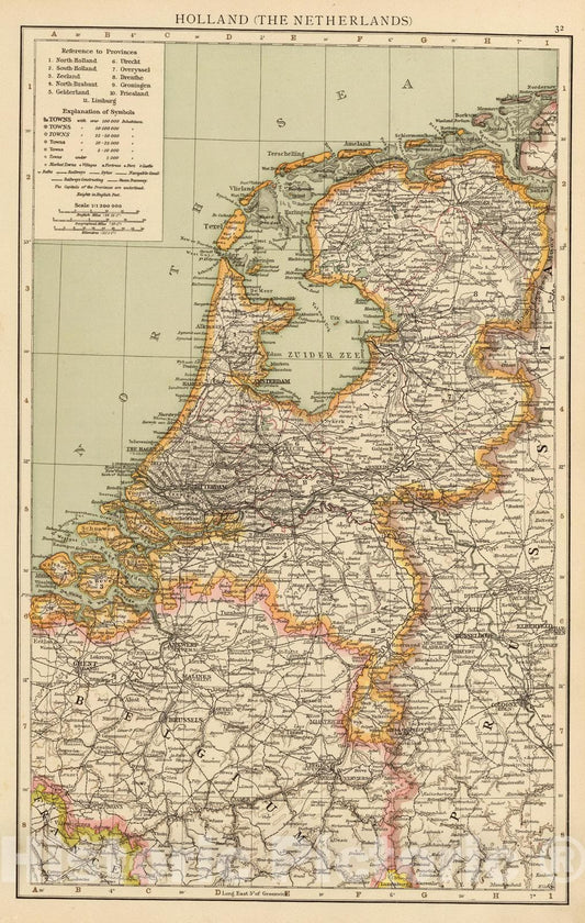 Historic Map : 1895 Holland. - Vintage Wall Art