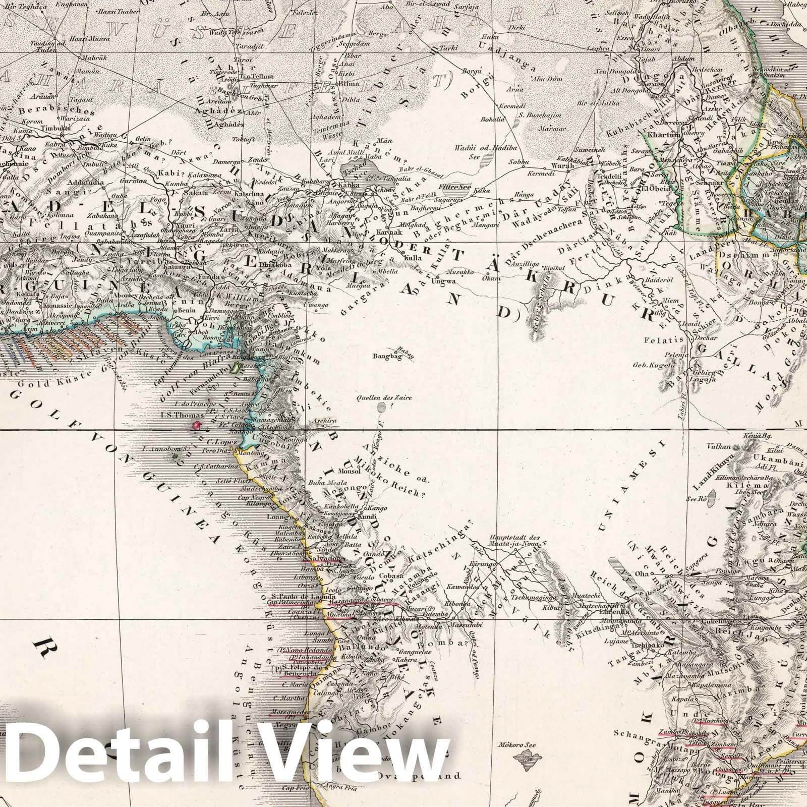 Africa 1853 Historical Map Print - Hand-Colored Engraved Atlas Plate