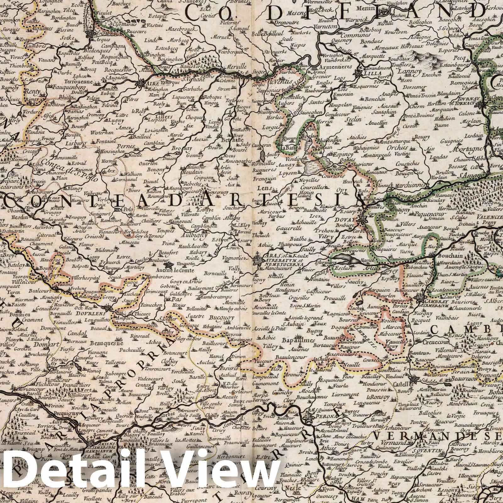 Picardy, France - River Map, 1695 - De Rossi Historical Map Print