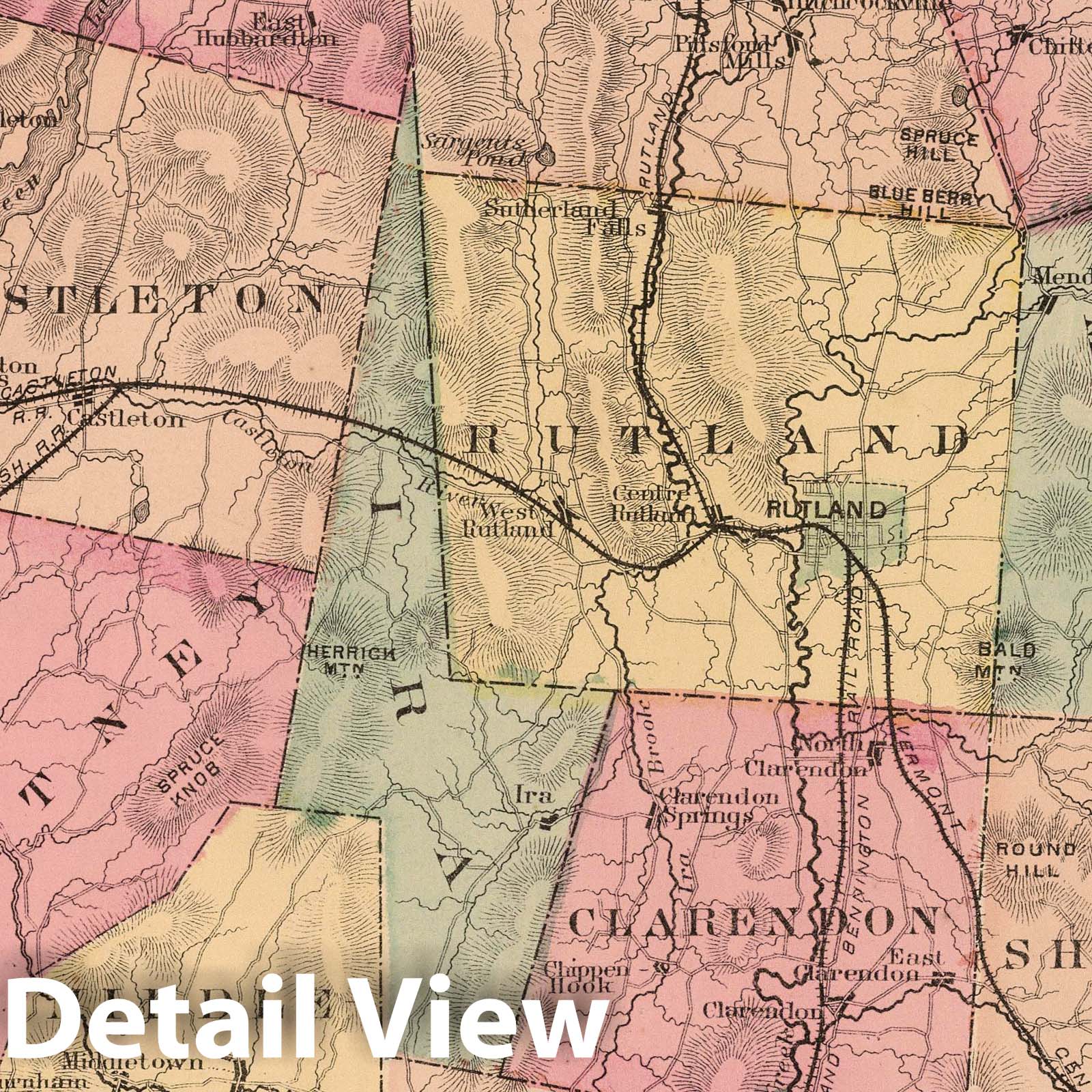 Rutland County, Vermont - Property Map, 1869