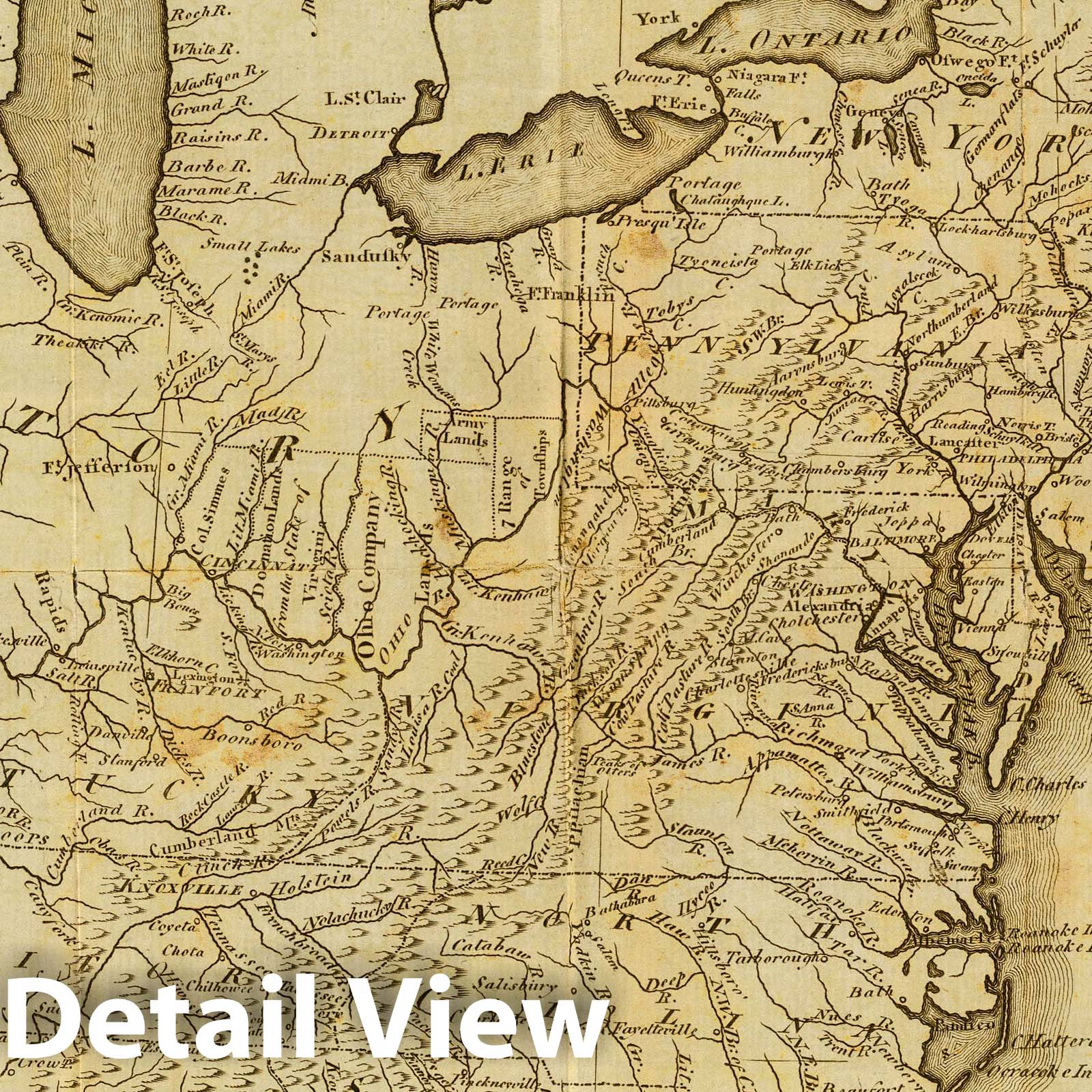 United States - River Map, 1795 - Historical Map Print