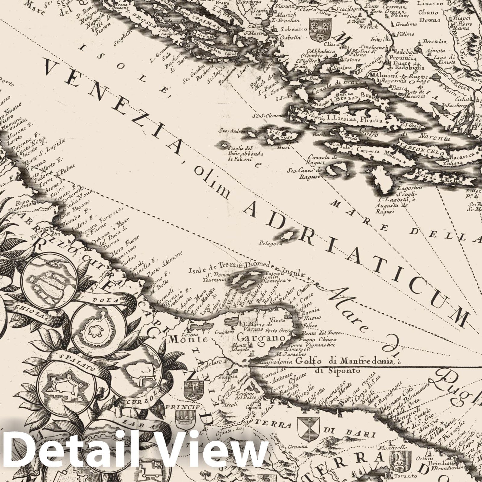 Gulf of Venice - River Map, 1688 - Historical Nautical Map Print