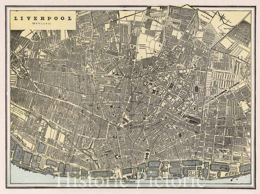 Liverpool, England - Railroad Map, 1901 - Historical Map Print