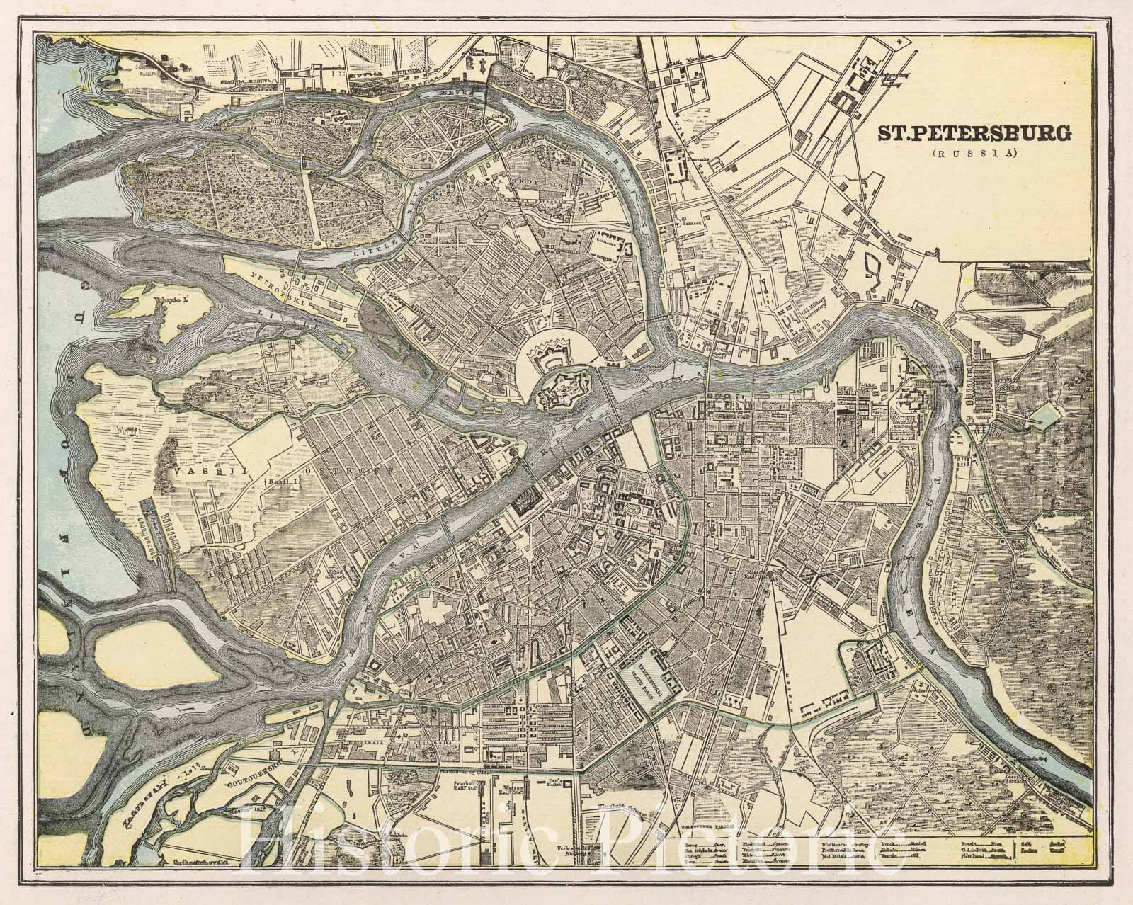 Saint Petersburg, Russia - Railroad Map, 1901 - Historical Map Print