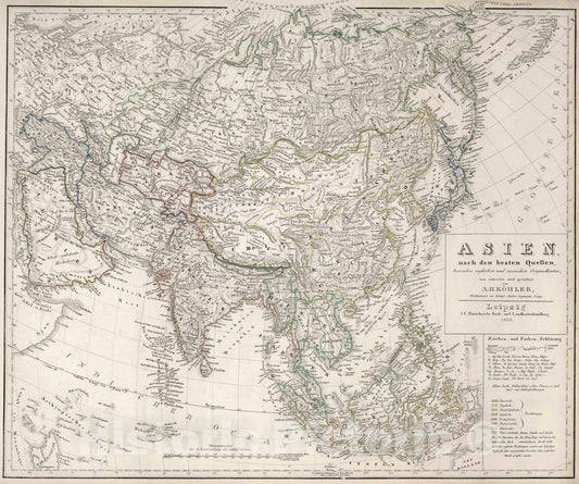 Historic Map : 1853 Asien. Nach den besten quellen - Vintage Wall Art