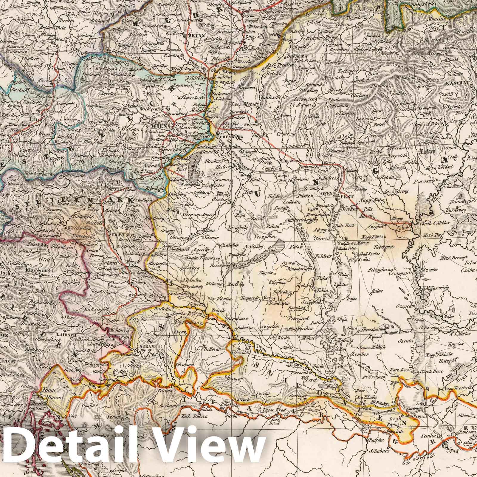 Historic Map : Austria, 1847 Das Osterreichischen Kaiserthums , Vintage Wall Art