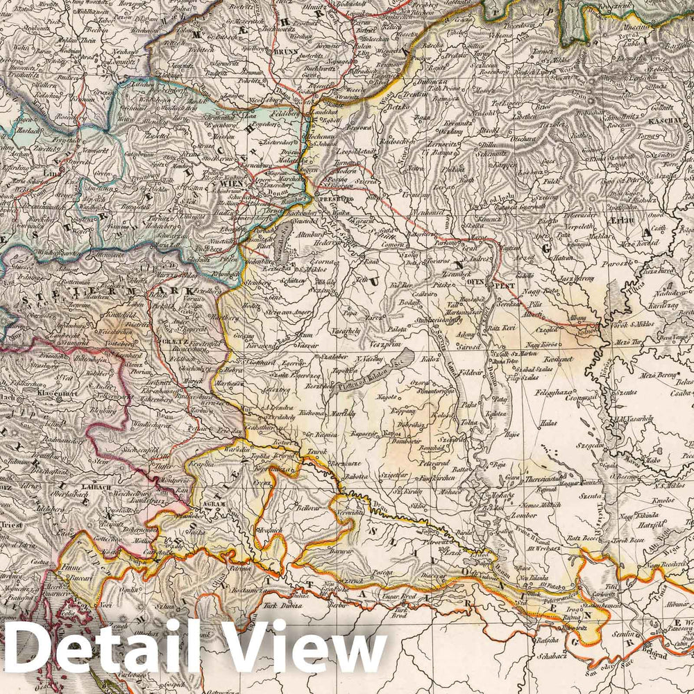 Historic Map : Austria, 1847 Das Osterreichischen Kaiserthums , Vintage Wall Art