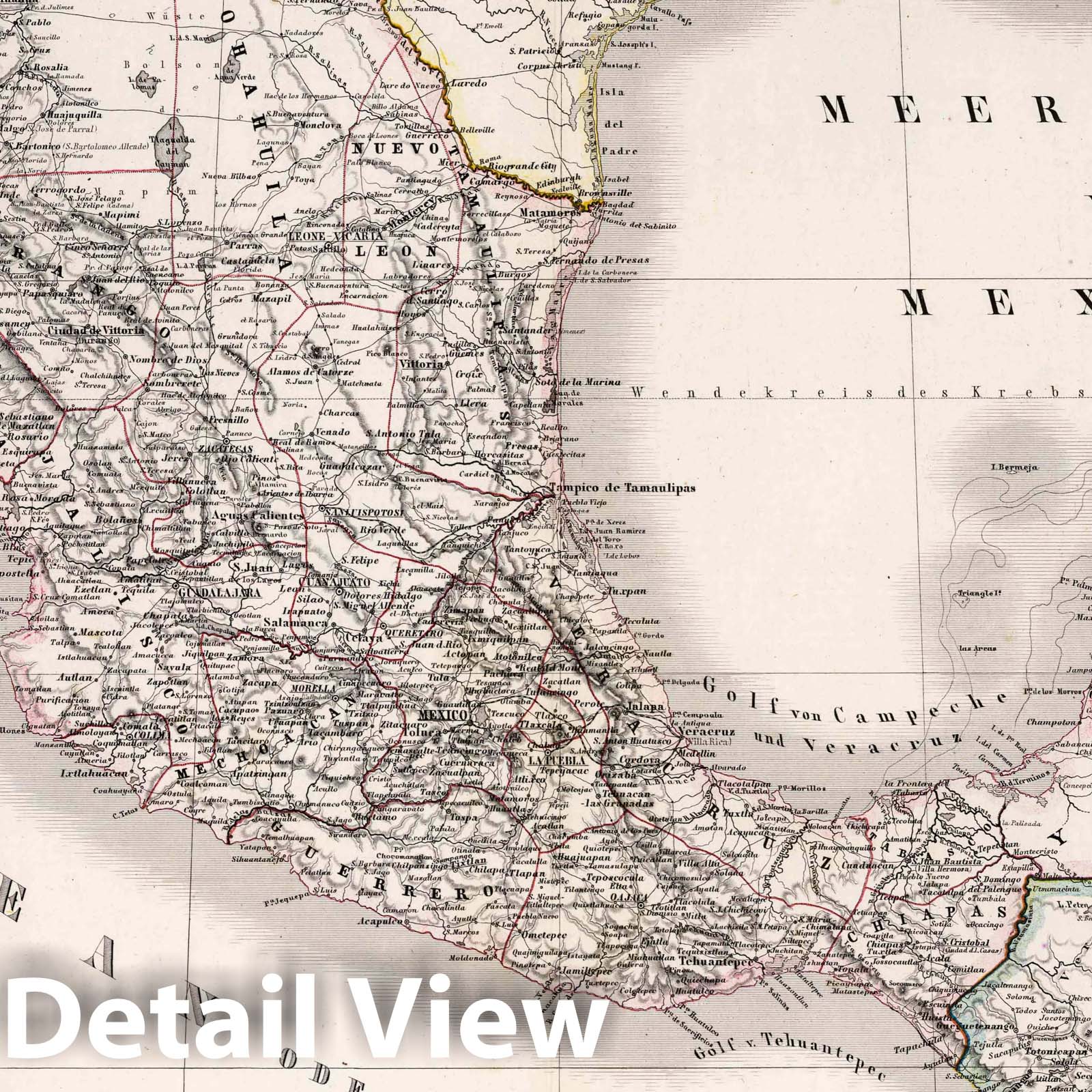 Mexico and Central America - Railroad Map, 1879