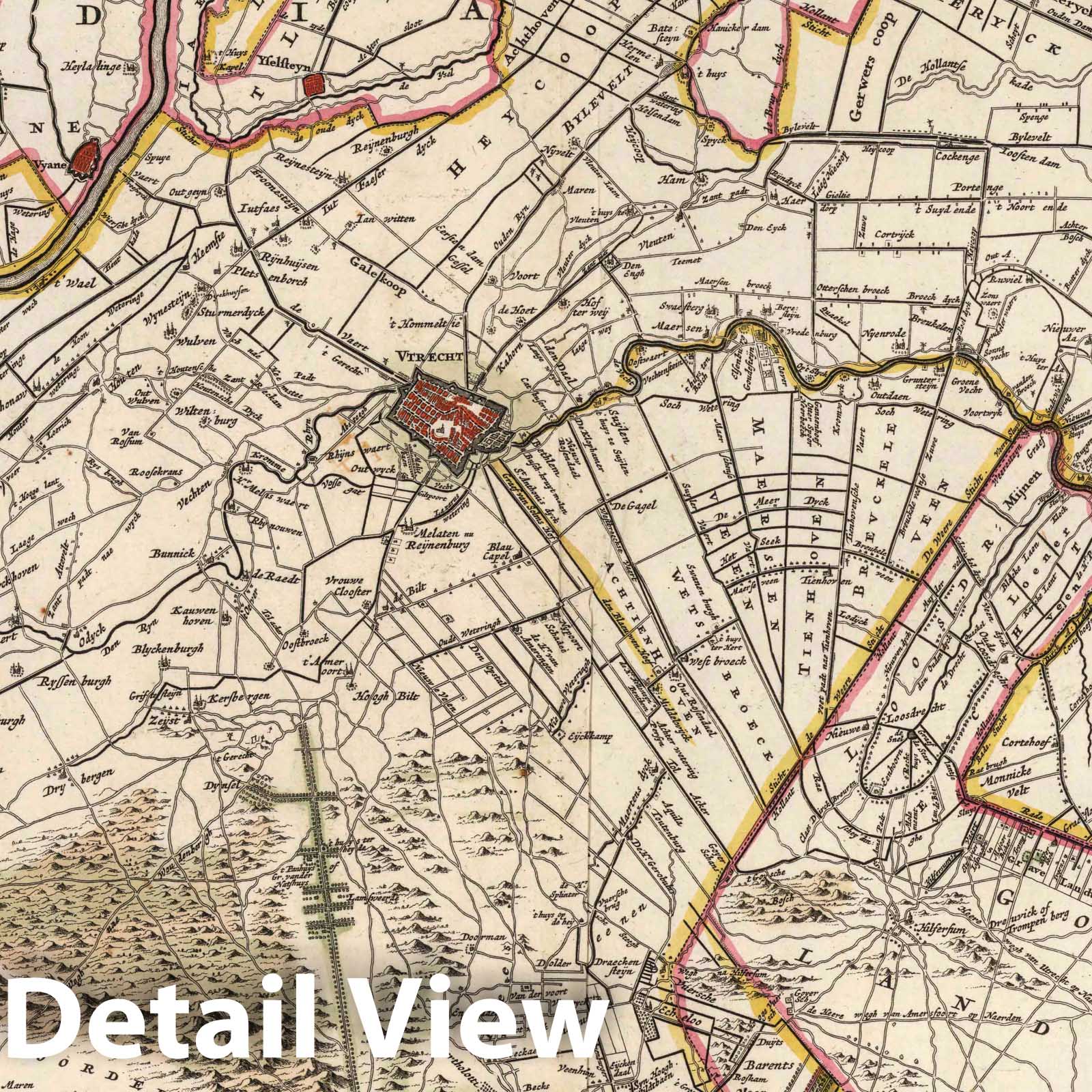 Utrecht Domain, Netherlands 1682 Historical Map Print