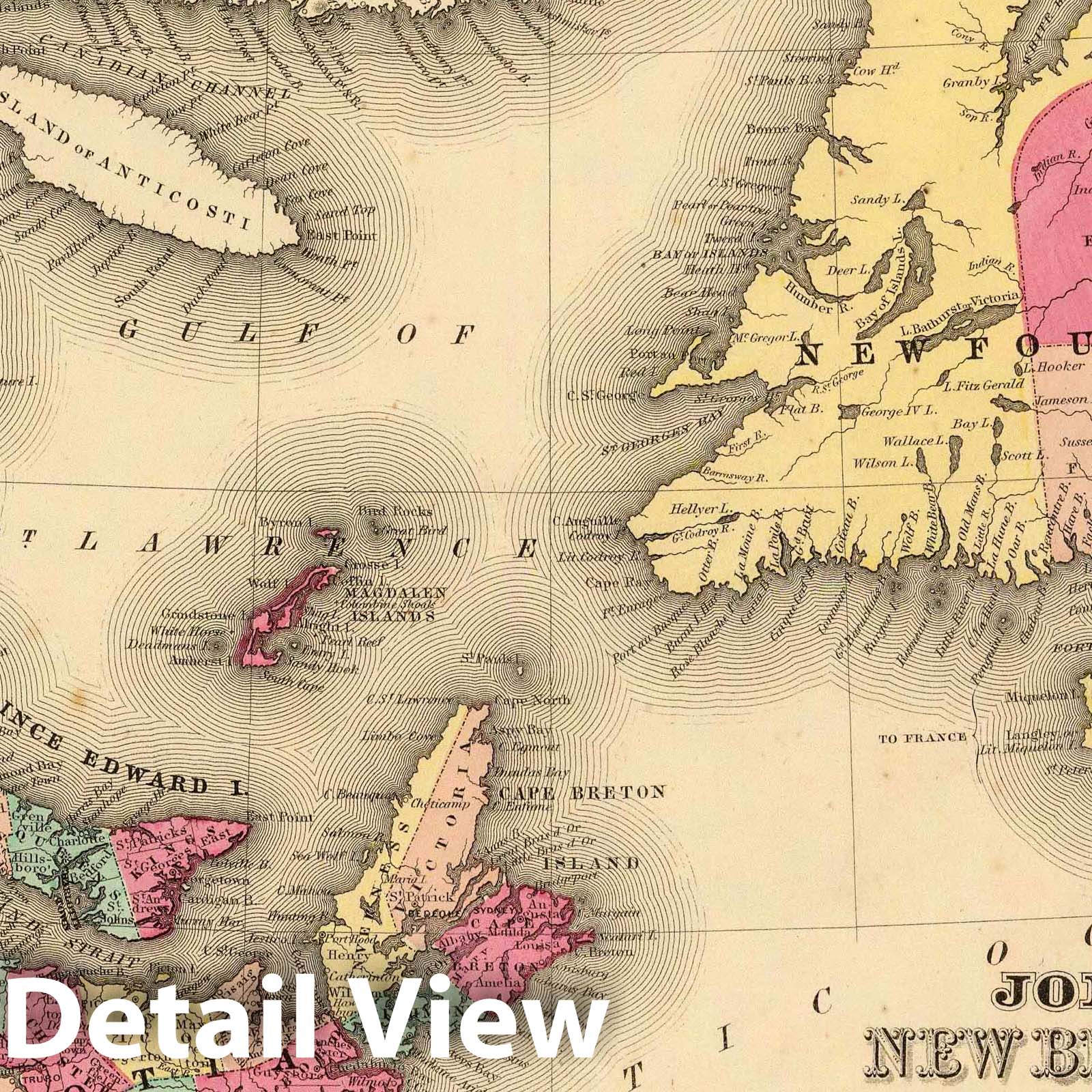 New Brunswick, Nova Scotia, Newfoundland and Prince Edward Island, 1860 - Historical Map Print