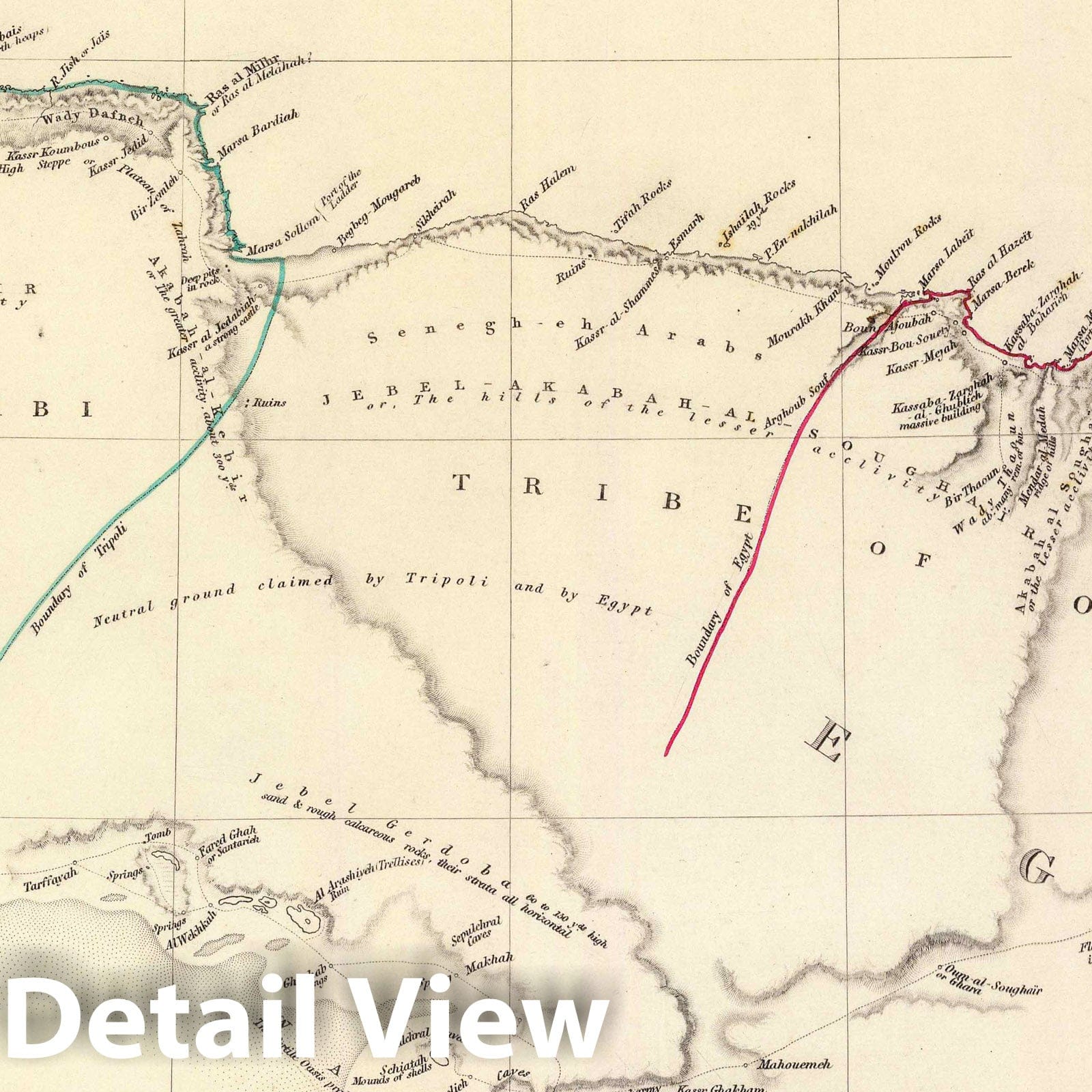 Tripoli and Egypt - Historical Map Print, 1837