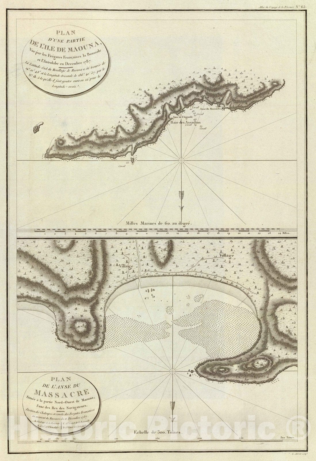 Historic Map : Massacre Bay (American Samoa) 1797 Maouna, l'Anse du Massacre. , Vintage Wall Art