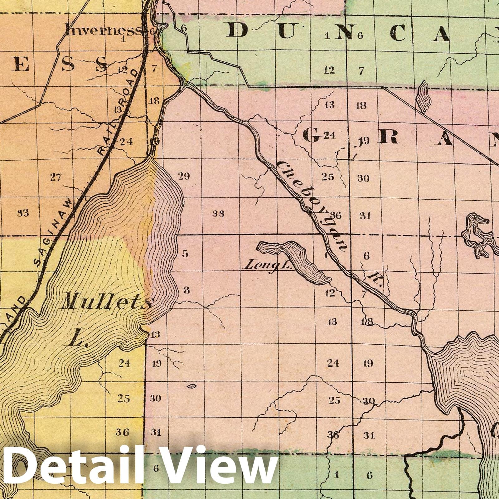 Cheboygan County, Michigan - Railroad Map, 1873