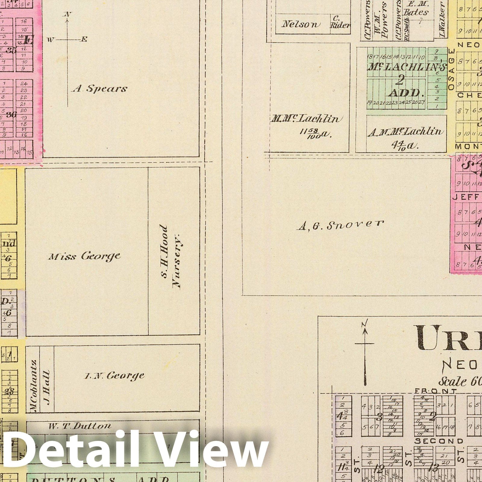 Erie, Thayer, Urbana Townships, Neosho County, Kansas 1887 - Historical Map Print