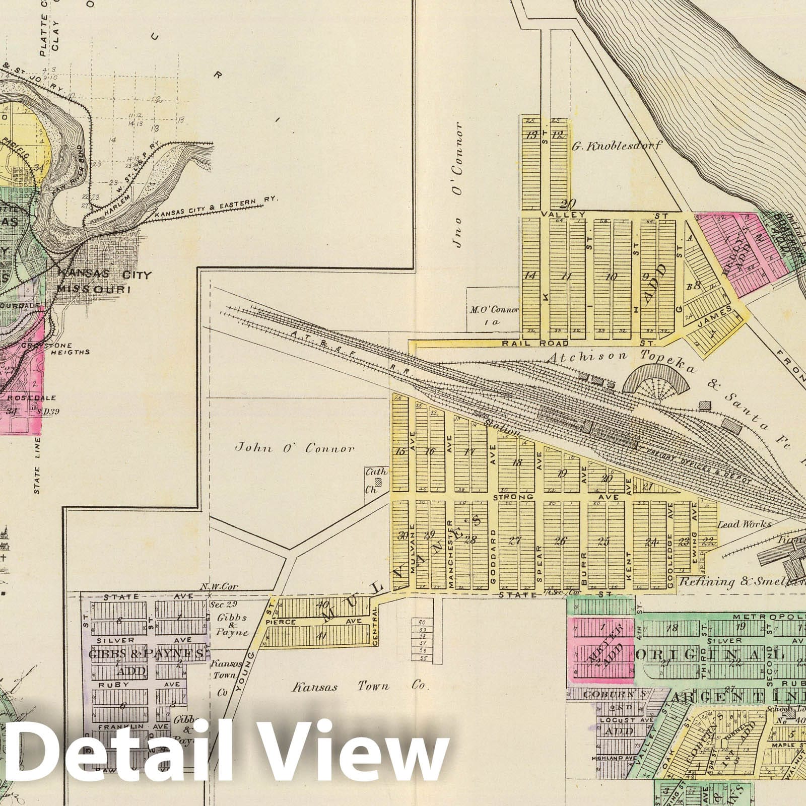 Argentine, Wyandotte Co., Kansas 1887 Historical Map Print