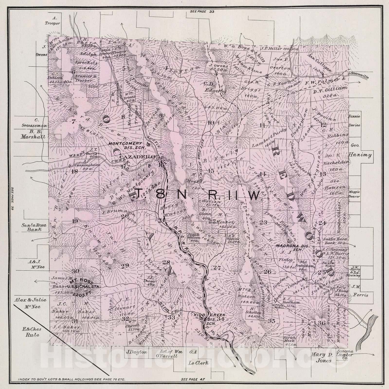 Historic Map : 1898 8 N, 11 W. - Vintage Wall Art