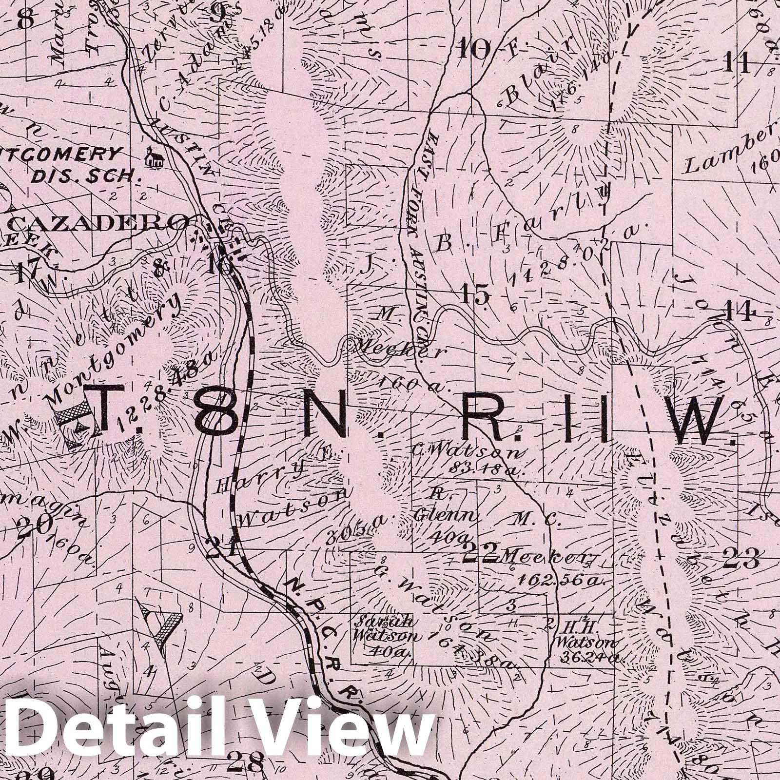 1898 Sonoma County, California - T. 8 N., R. 11 W Cadastral Map Print