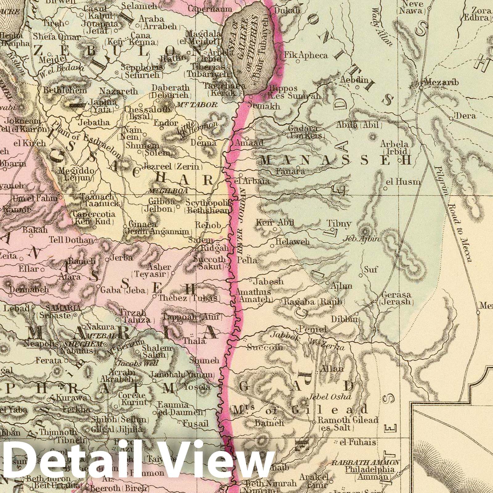 Palestine and Jerusalem - Road Map, 1880 - Historical Map Print