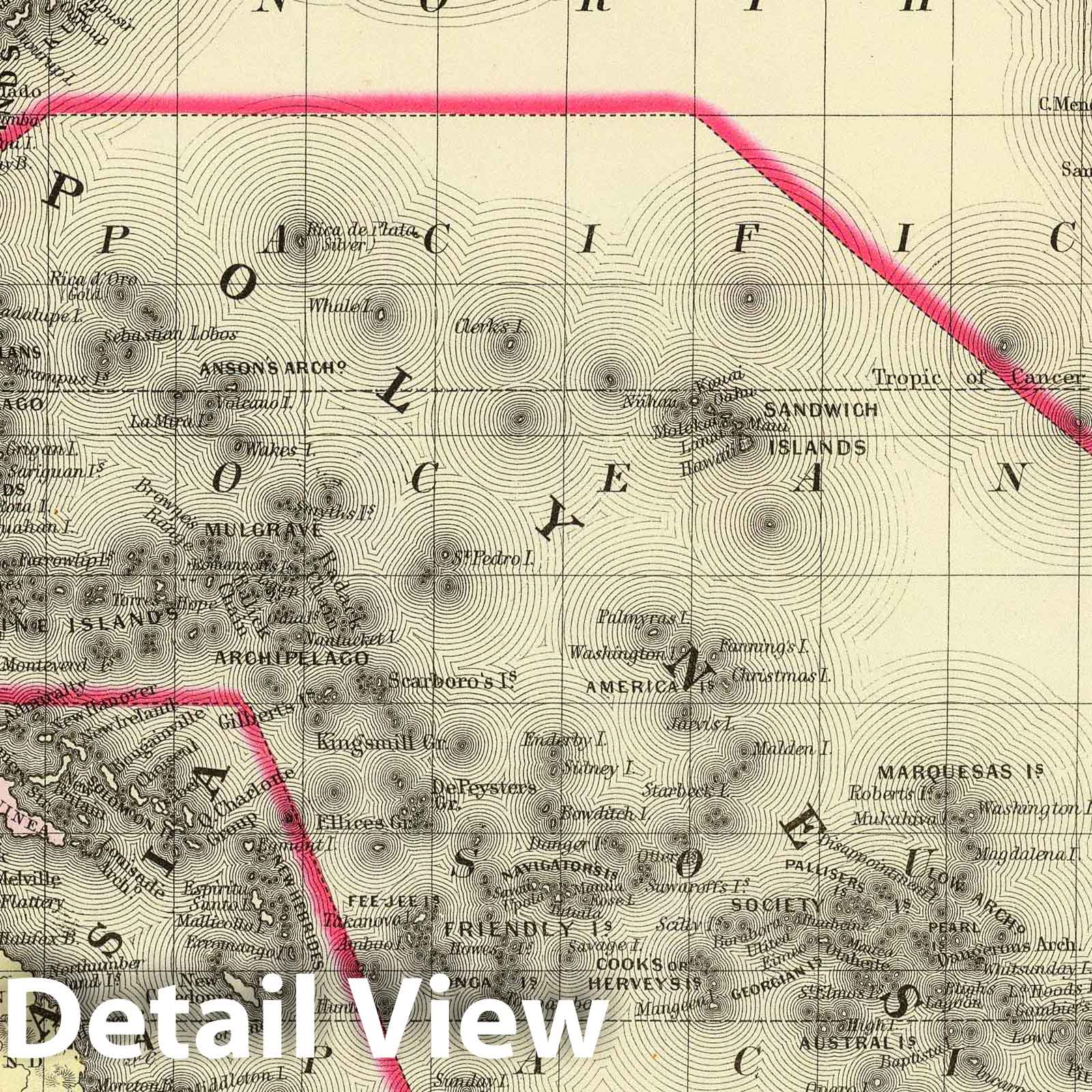 Oceania and Hawaiian Islands - River Map, 1890 - Historical Atlas Print