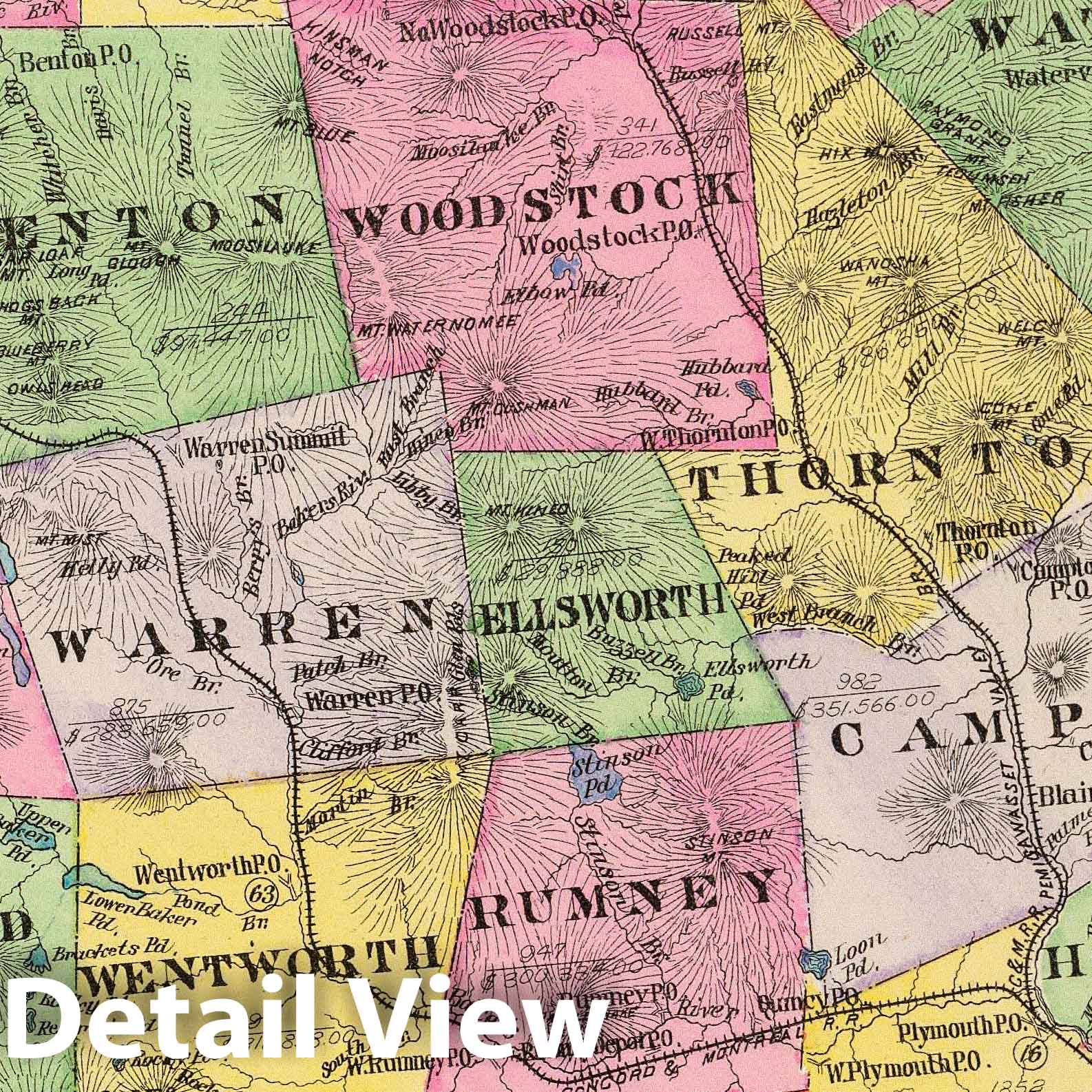 Grafton County New Hampshire - Railroad Map, 1892 - Historical Atlas Reproduction