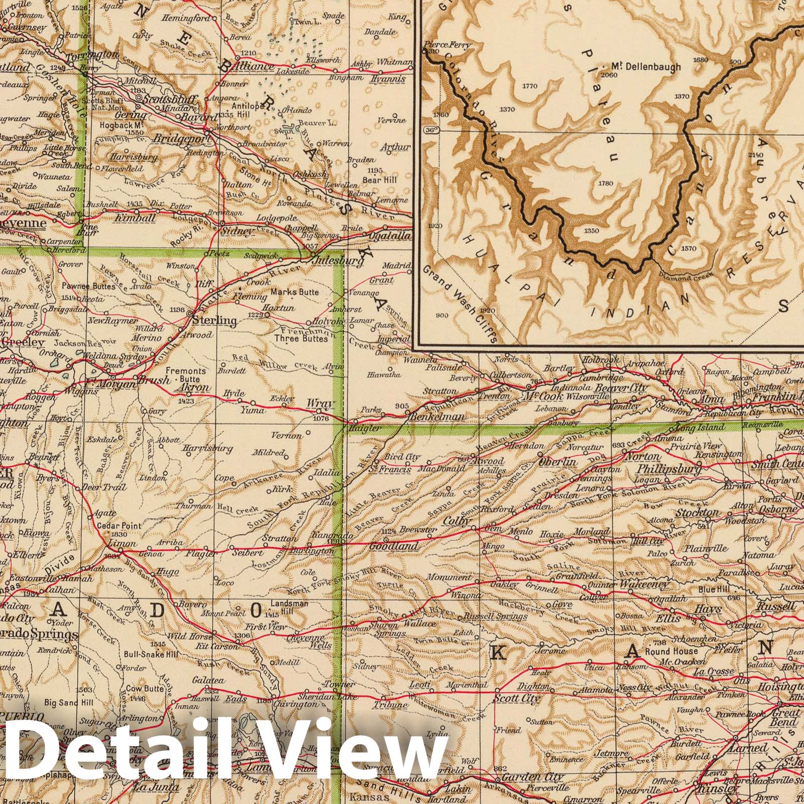 Colorado, Kansas, and Arizona 1929 Historical Map Print