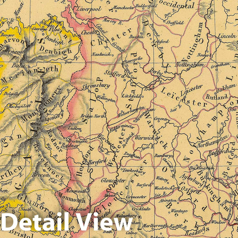 Historic Map : England, 1837 Angleterre. , Vintage Wall Art