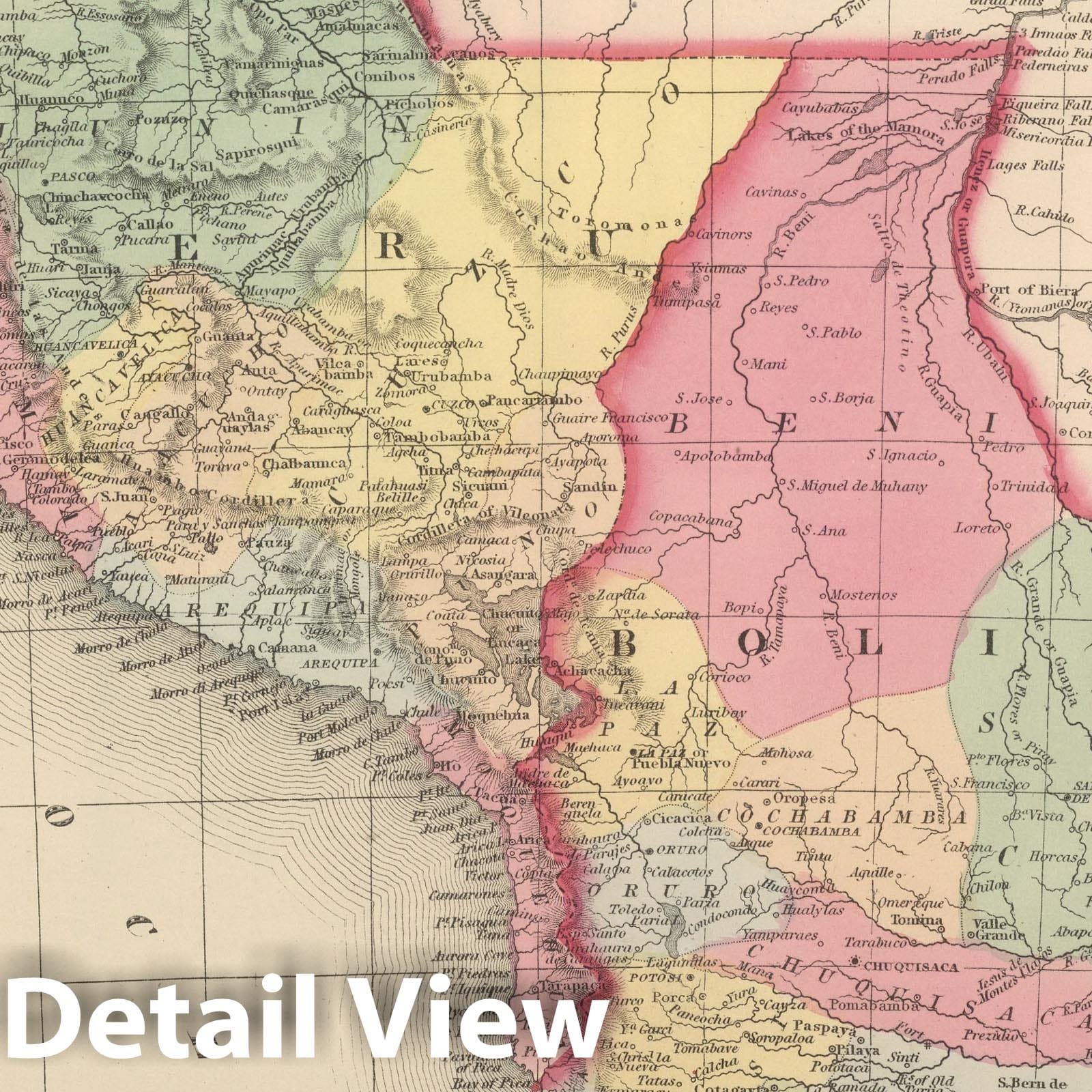 Peru and Bolivia - Railroad Map, 1859 - Historical Map Reproduction