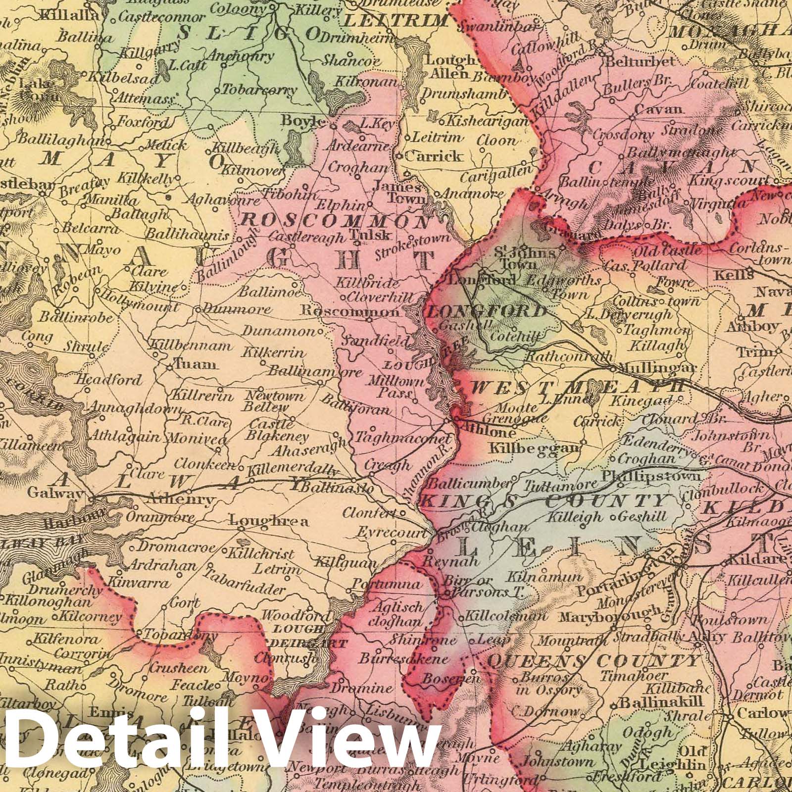 Ireland - Railroad Map, 1859 - Historical Map Print