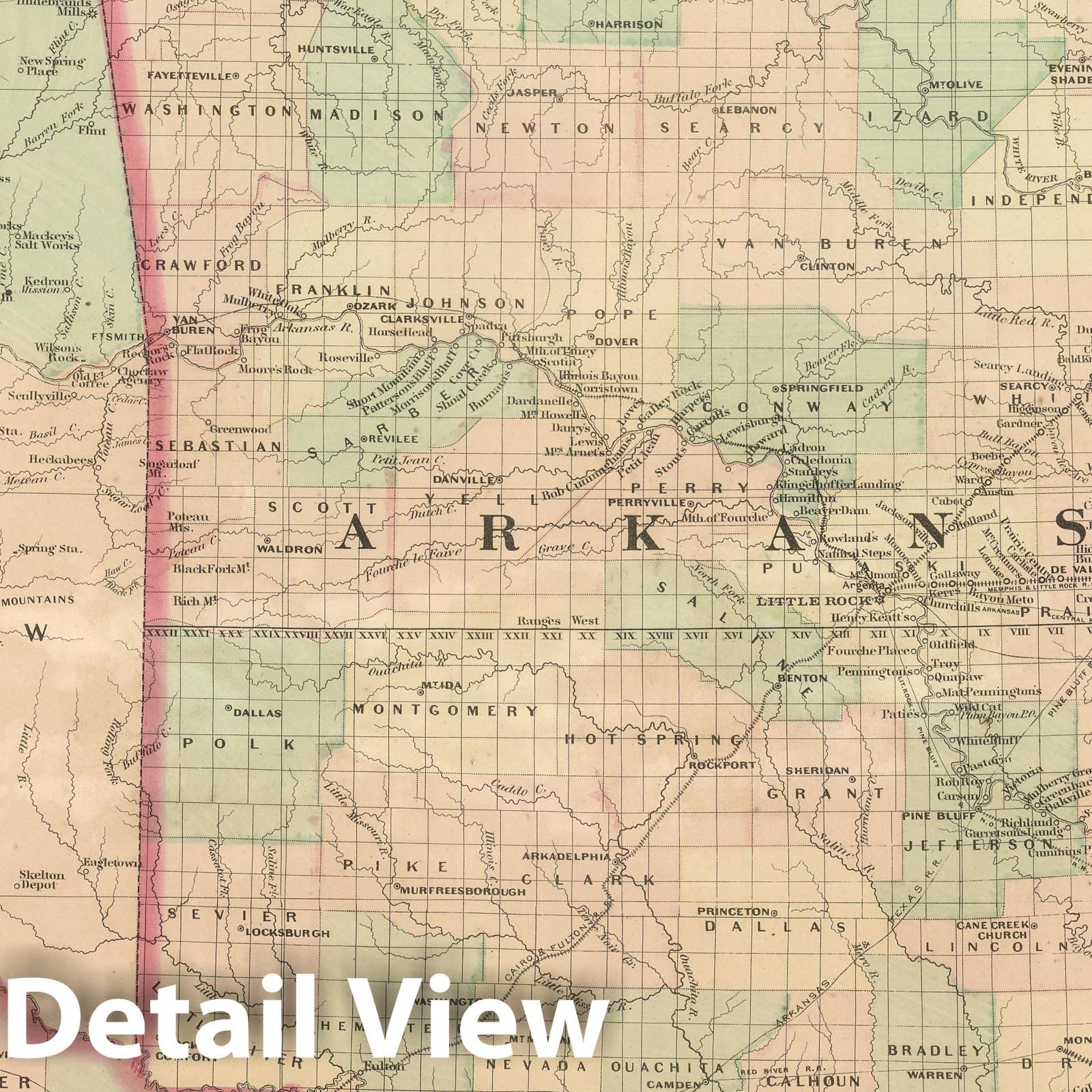 Historic Map : Commercial Reference Book - 1875 Arkansas and portion of Indian Territory. - Vintage Wall Art
