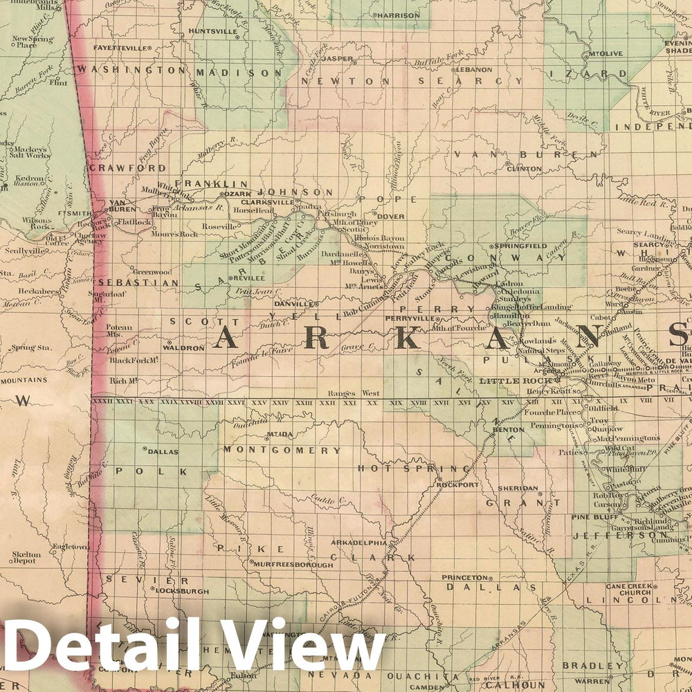 Historic Map : Commercial Reference Book - 1875 Arkansas and portion of Indian Territory. - Vintage Wall Art