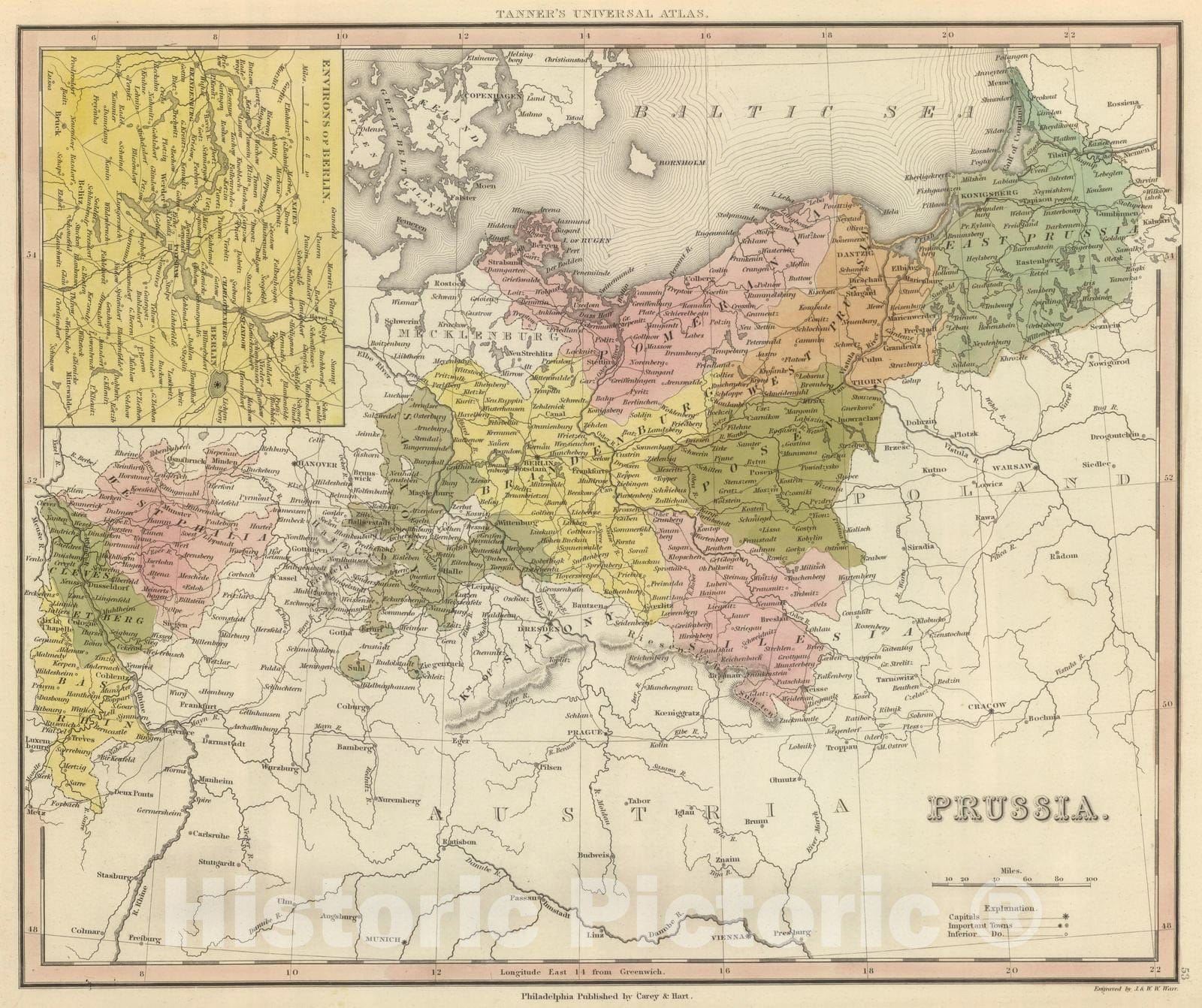 Historic Map : 1845 Prussia. v2 - Vintage Wall Art