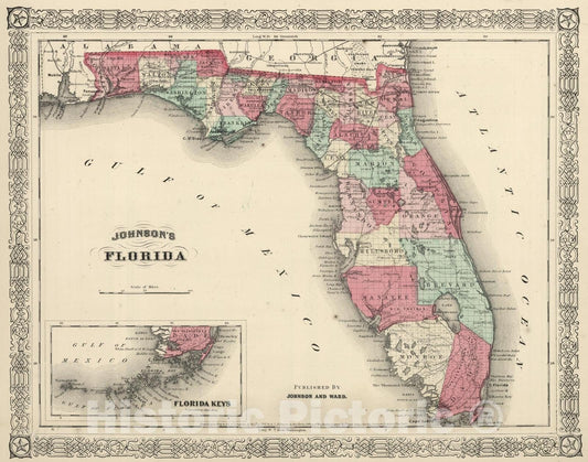 Historic Map : 1863 Florida. - Vintage Wall Art