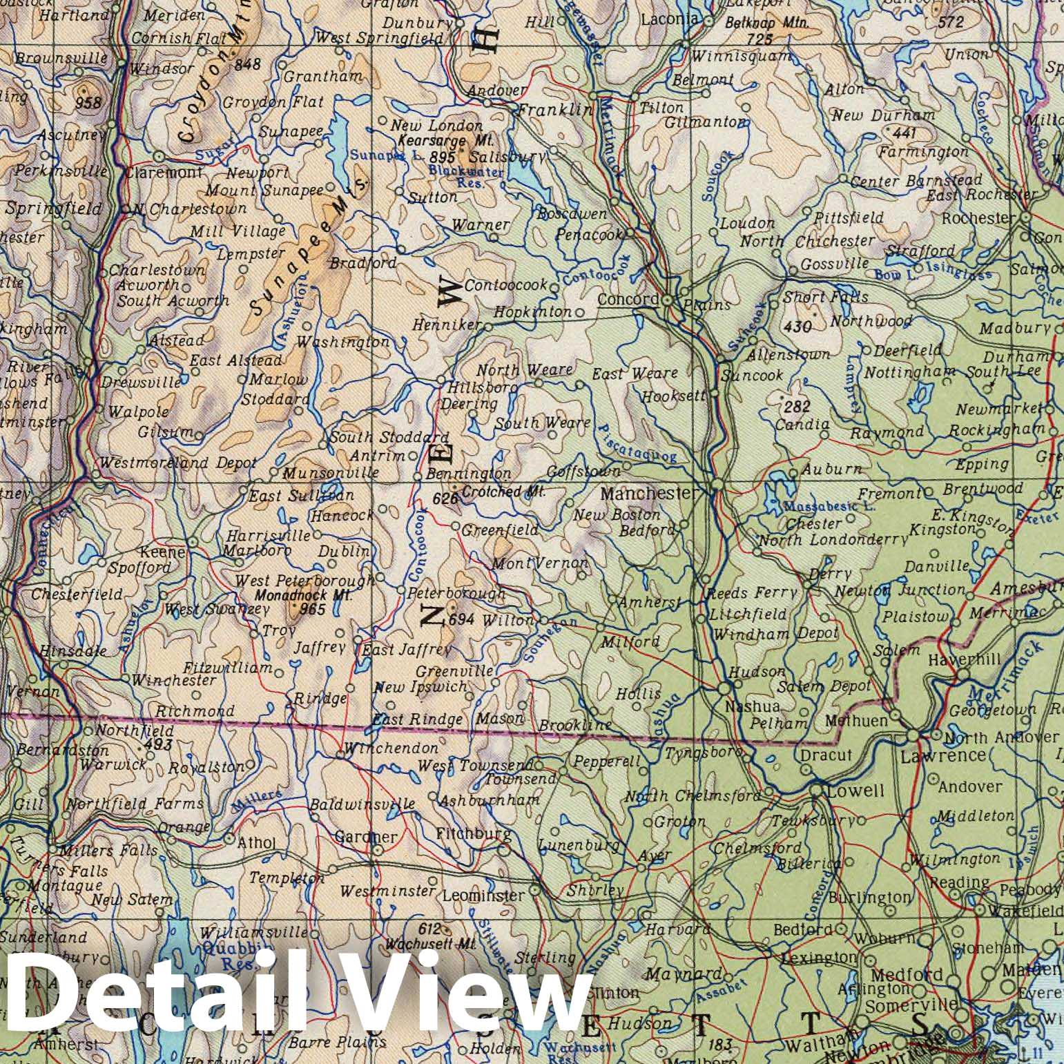 New England - Physical Map, 1967 - Historical Map Print