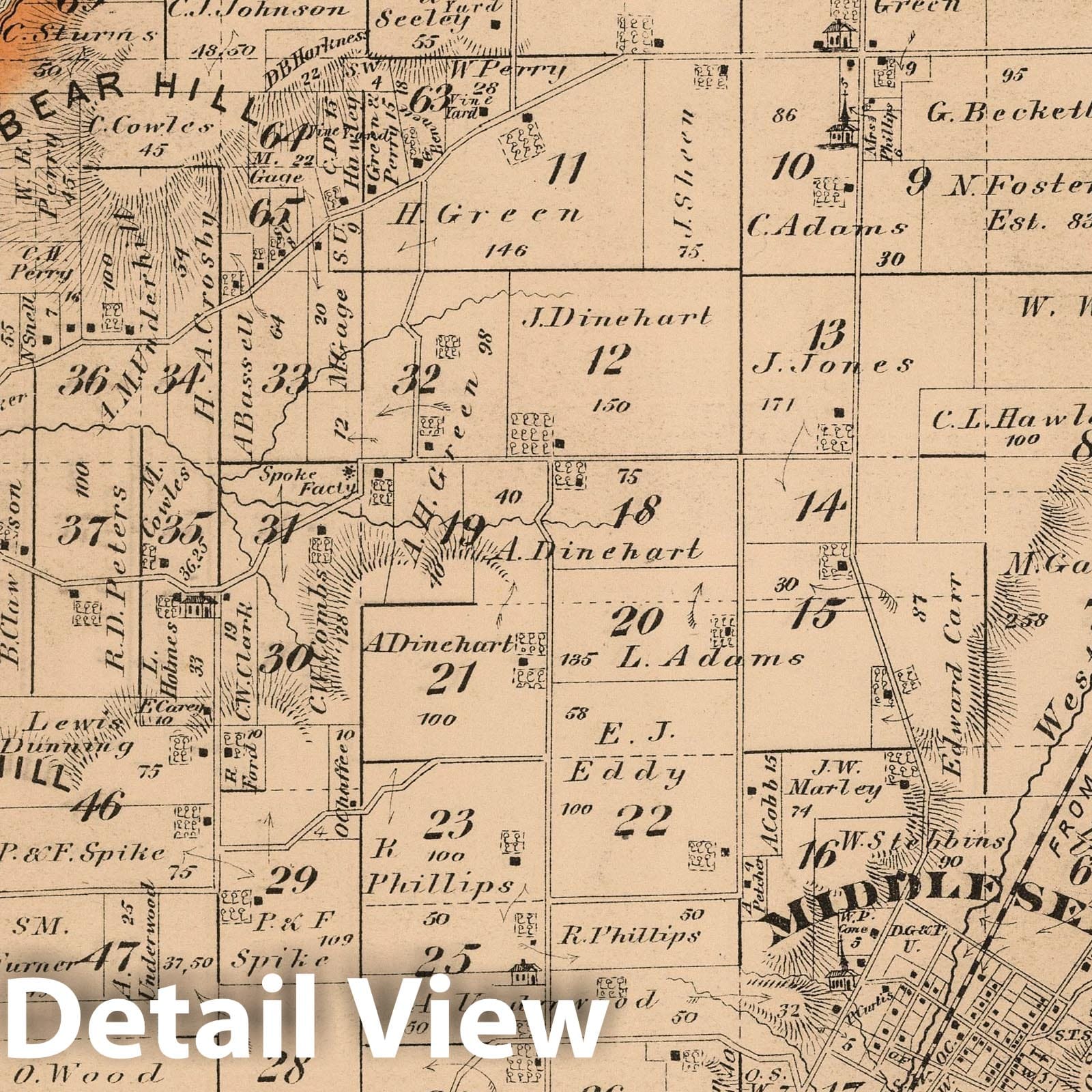 Middlesex Township, Yates County, New York - Property Map, 1876