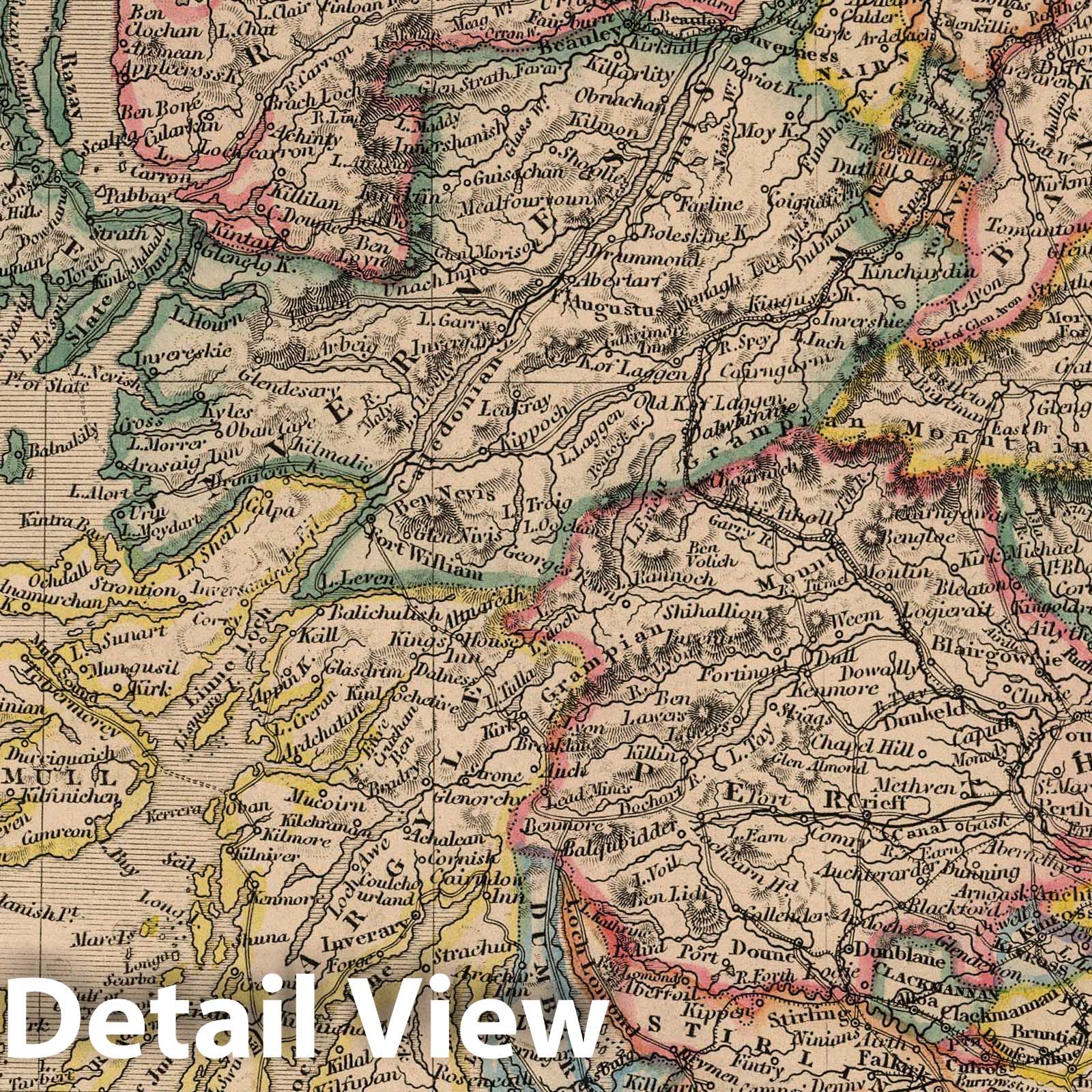 Scotland - Railroad Map, 1864 - Historical Map Print