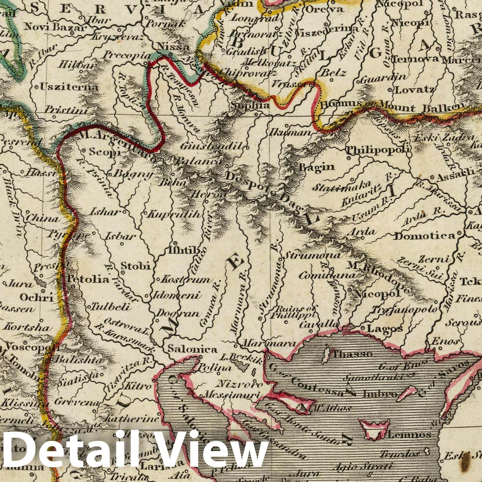 Turkey in Europe Map 1824 - Hand-Colored Historical Map Print