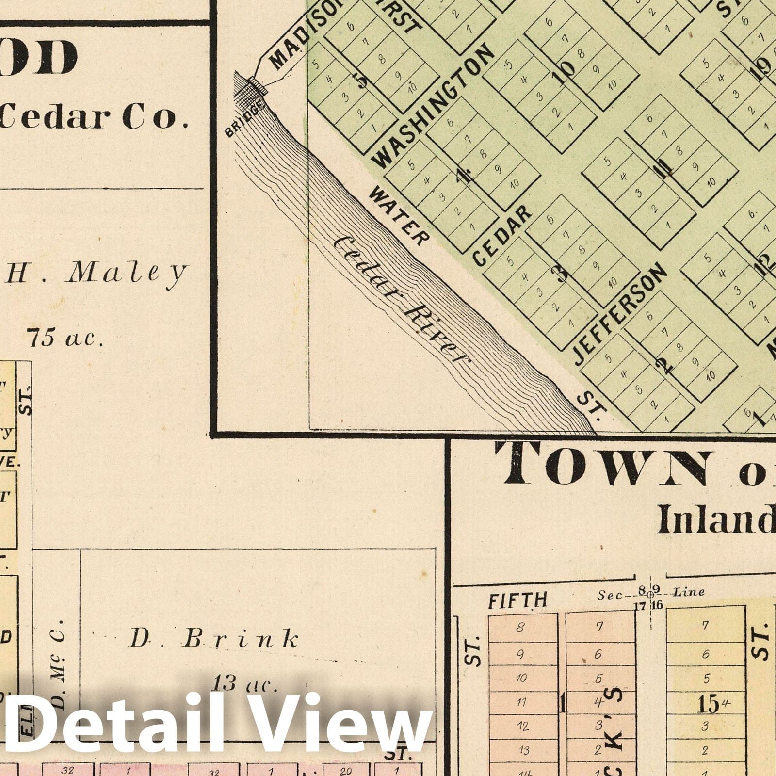 Cedar Bluffs, Rochester, Stanwood, Bennett, Cedar County, Iowa - Railroad Map, 1885