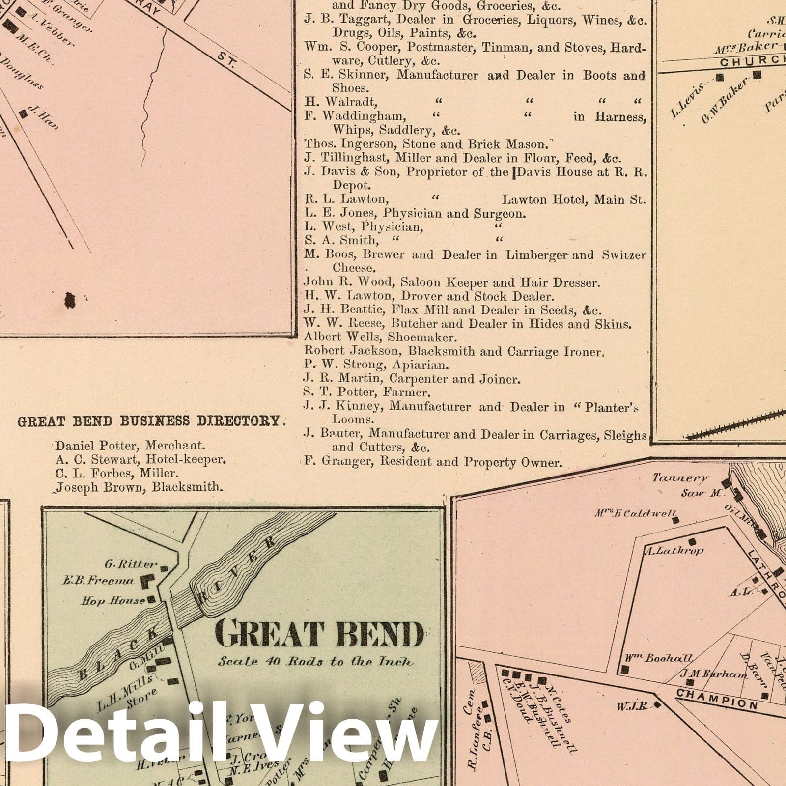 Evans Mills, Champion, Tylerville, Great Bend, West Carthage, Philadelphia, Jefferson County, New York - Property Map, 1864