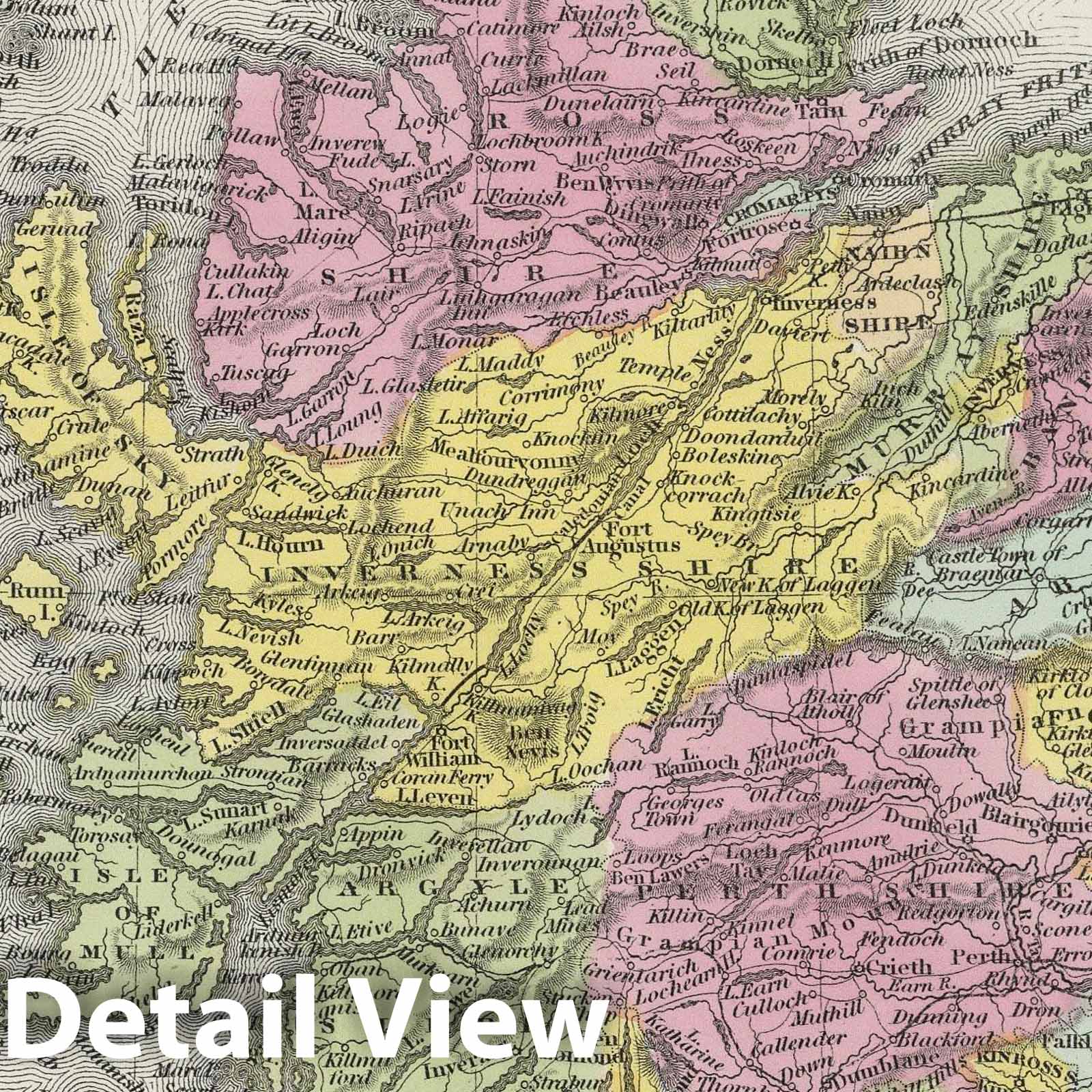Scotland with Shetland Isles - Railroad Map, 1855