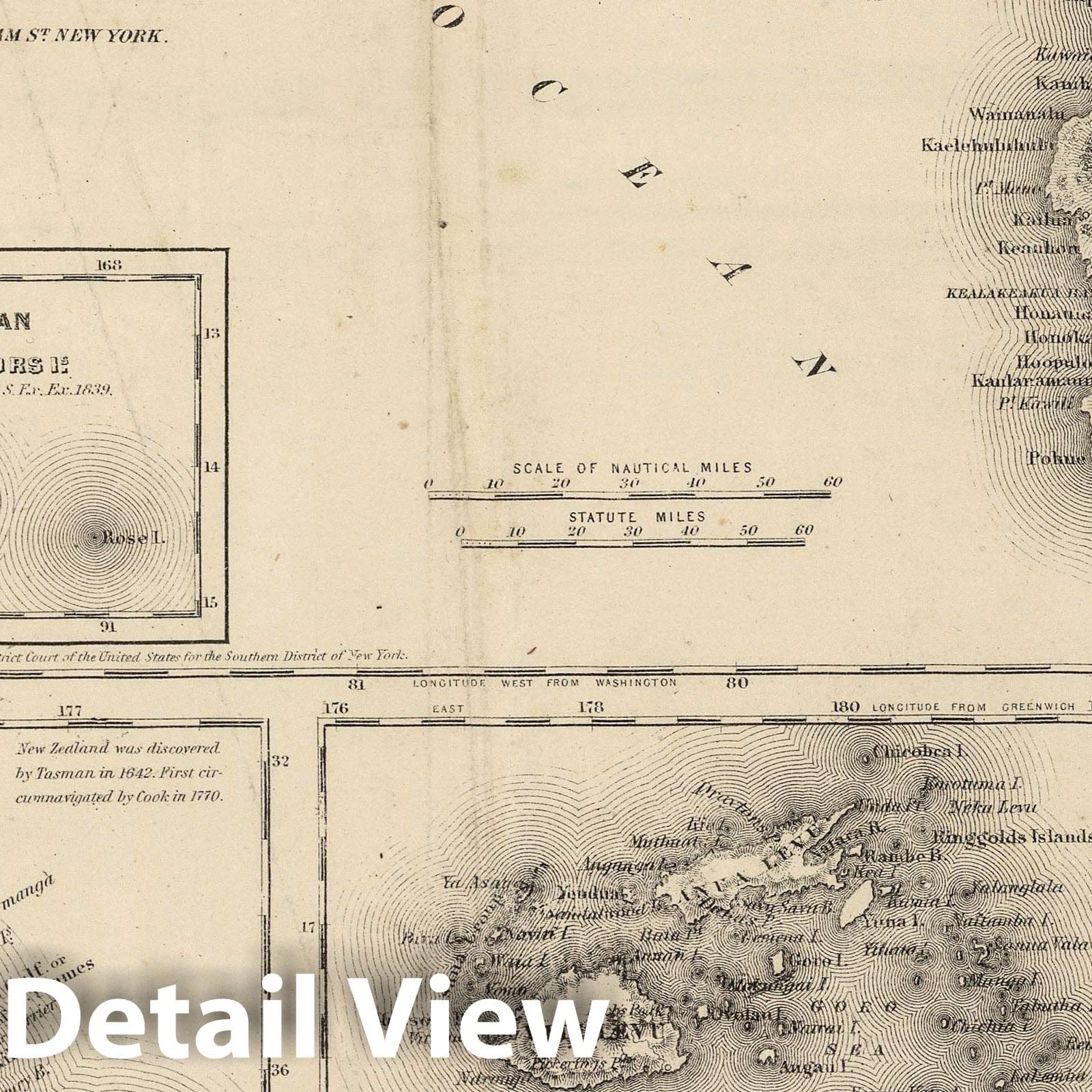Hawaii, New Zealand, Fiji, Tonga, Samoa, Society Islands, Marquesas, Galapagos Islands - 1866 Historical Map Print